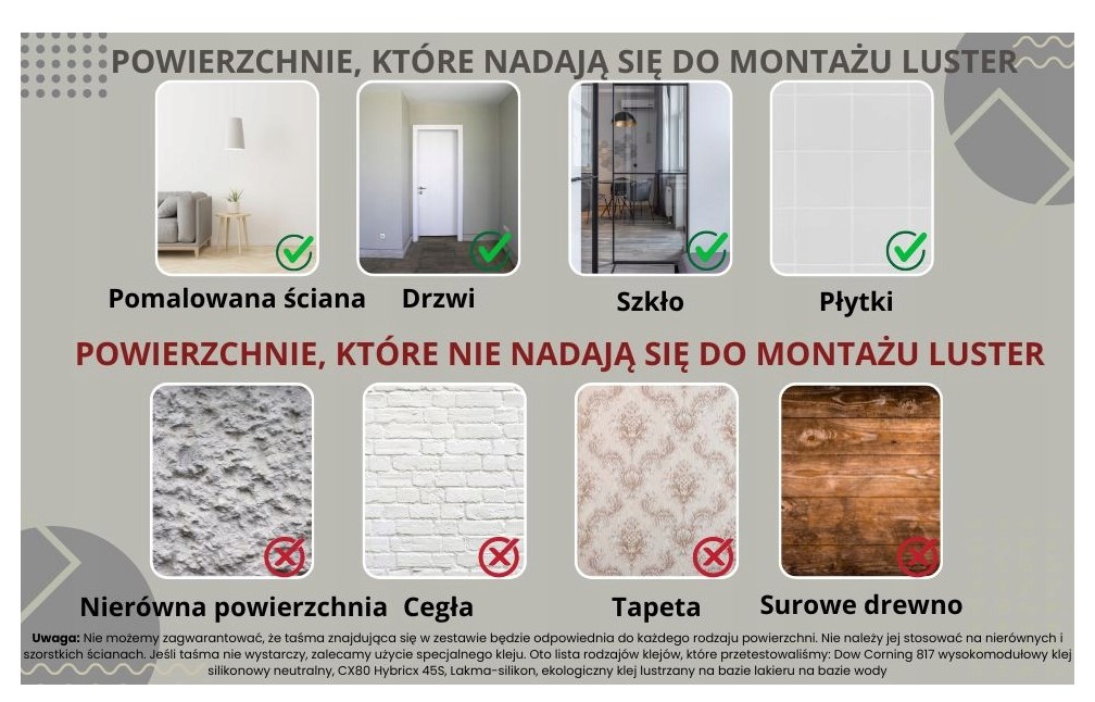 BD Art Lustra dekoracyjne do przyklejenia 30×30 cm